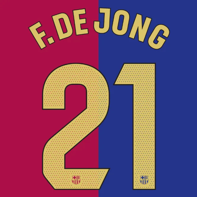 Barcelona 2024/25 Home F. DE. JONG #21 Official Name Set - Image 1