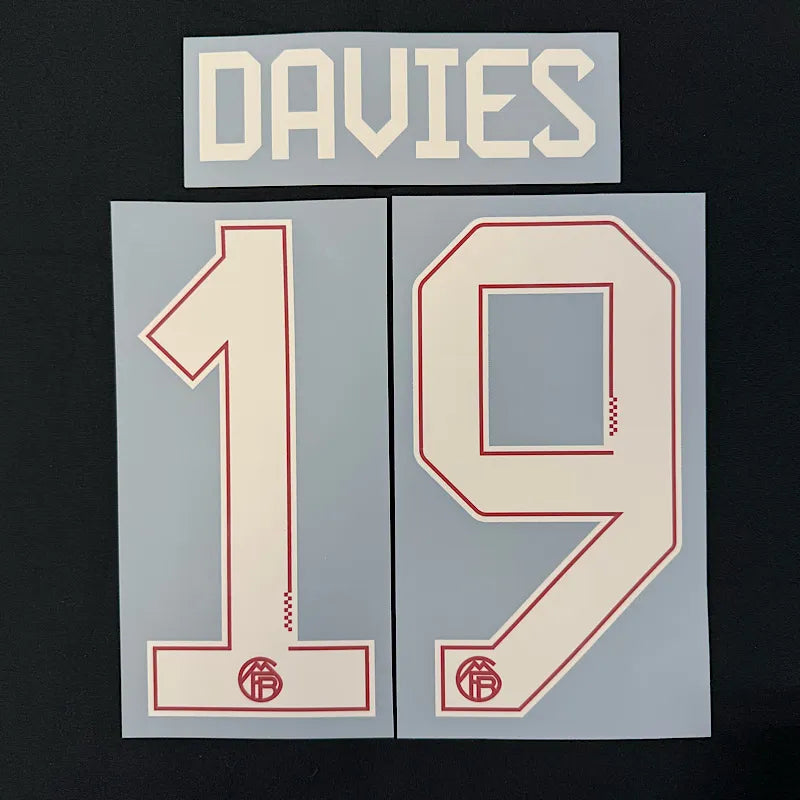 Bayern Munich 2025/26 Third DAVIES #19 Official Name Set (CL Version) - Image 1