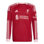adidas 2025-26 Liverpool Youth Stadium Home Long-Sleeve Soccer Jersey