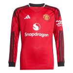 adidas 2025-26 Manchester United Youth Stadium Home Long-Sleeve Soccer Jersey