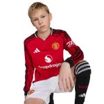 adidas 2025-26 Manchester United Youth Stadium Home Long-Sleeve Soccer Jersey - Image 3