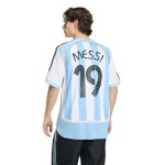 adidas 2006 Argentina Men's Retro Stadium Home Messi #19 Soccer Jersey - Image 3
