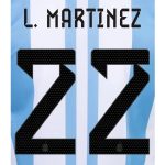 Argentina 2022-23 Home L. Martinez #22 Jersey Name Set