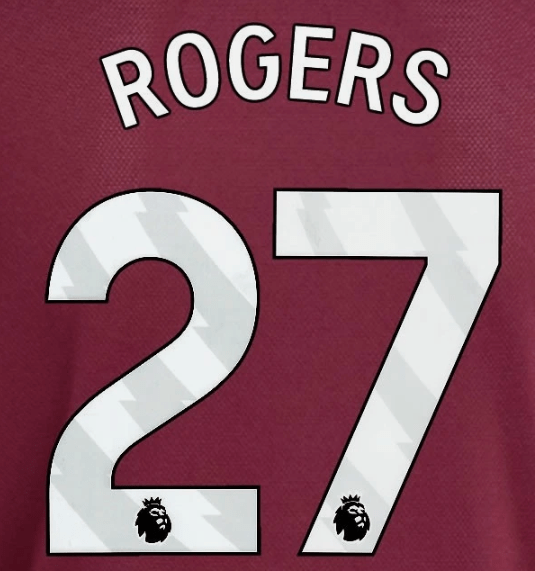 Aston Villa 2025-Home ROGERS #27 Official Name Set-White