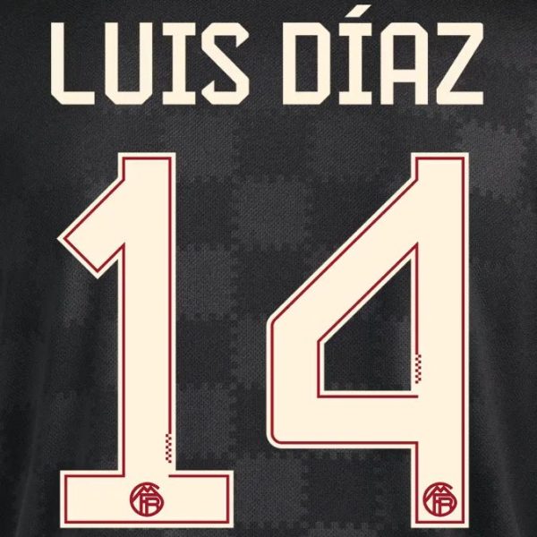 Bayern Munich 2025/26 Third LUIS DIAZ #14 Official Name Set (CL Version)