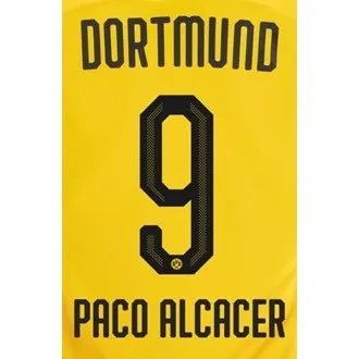 Borussia Dortmund 2019/20 Home Paco Alcacer #9 Jersey Name Set