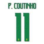 Brasil 2018 Youth Home P. Coutinho #11 Jersey Name Set