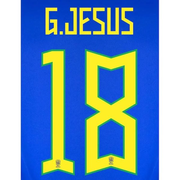 Brazil 2022-23 Away G. Jesus #18 Jersey Name Set