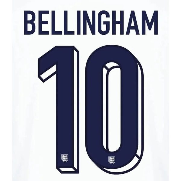 England 2024/25 Home Bellingham #10 Youth Jersey Name Set