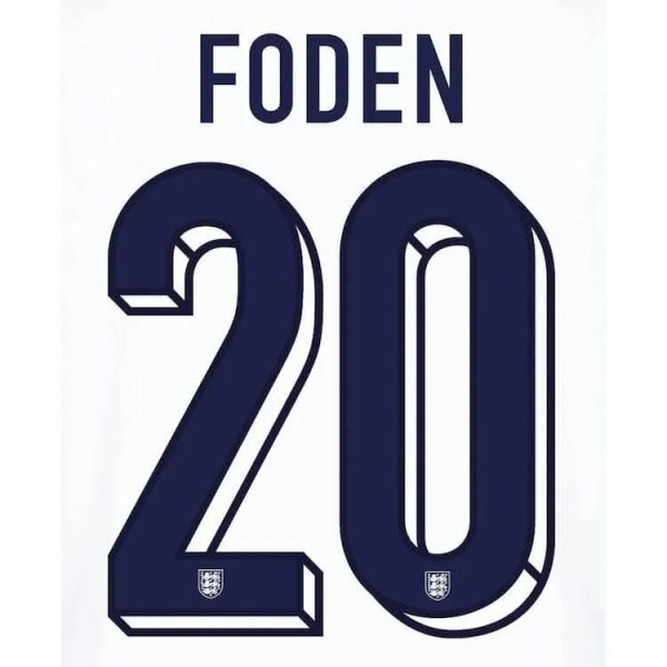 England 2024/25 Home Foden #20 Jersey Name Set