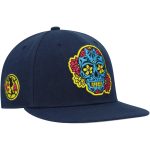 Fan Ink Collection Club America Day of the Dead Skull Snapback Hat - Navy-Blue - Image 4