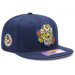 Fan Ink Collection Club America Day of the Dead Skull Snapback Hat -Navy-Yellow - Image 3