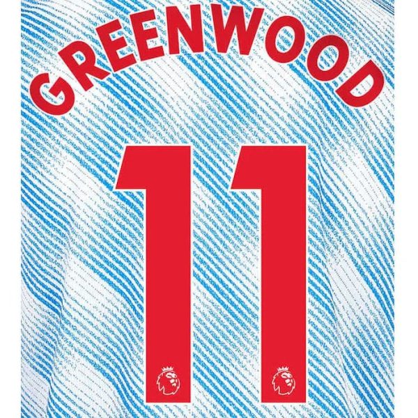 Manchester United 2021/22 Away Greenwood #11 Jersey Name Set-Red